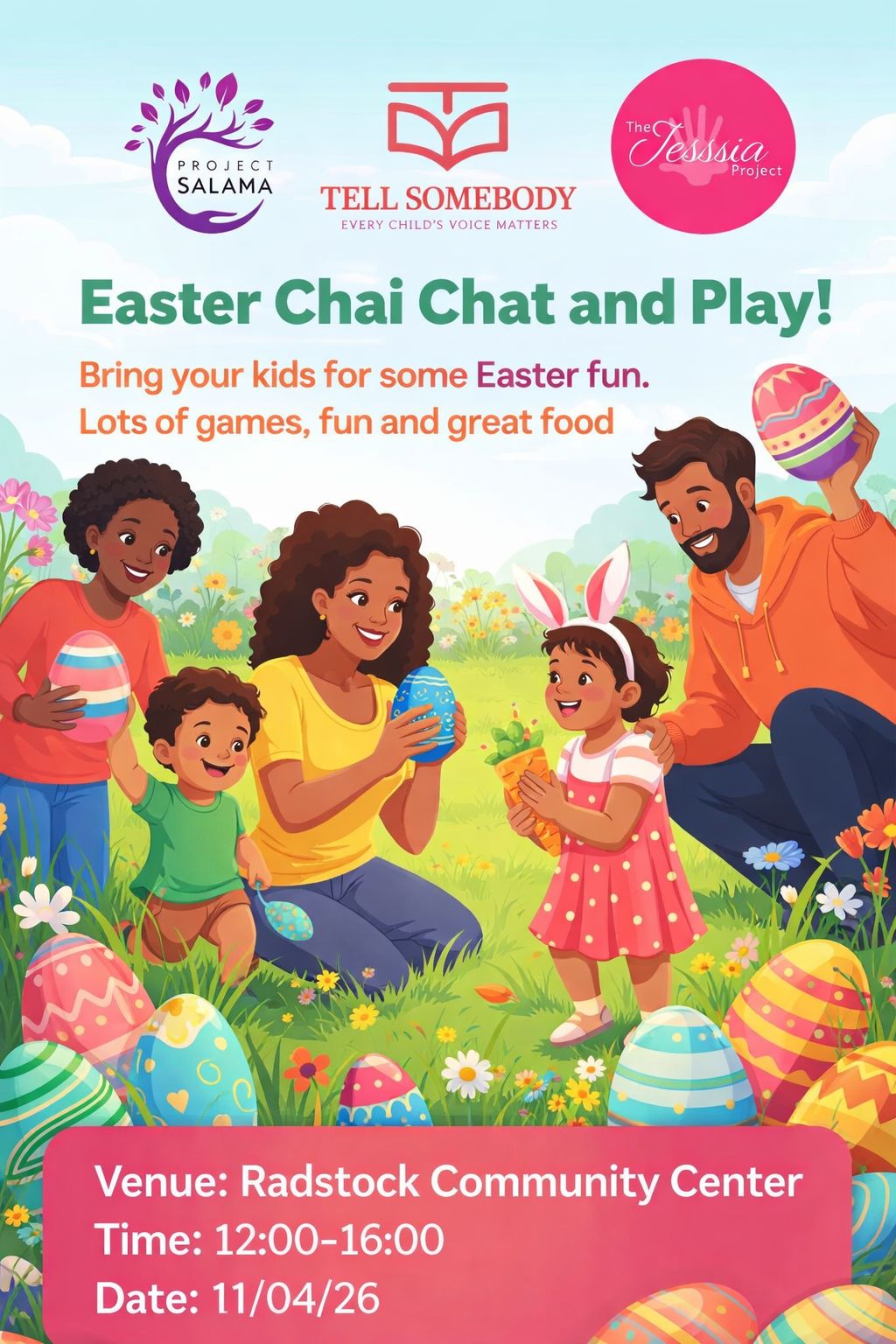 Easter Chai Chat and Play promotional poster